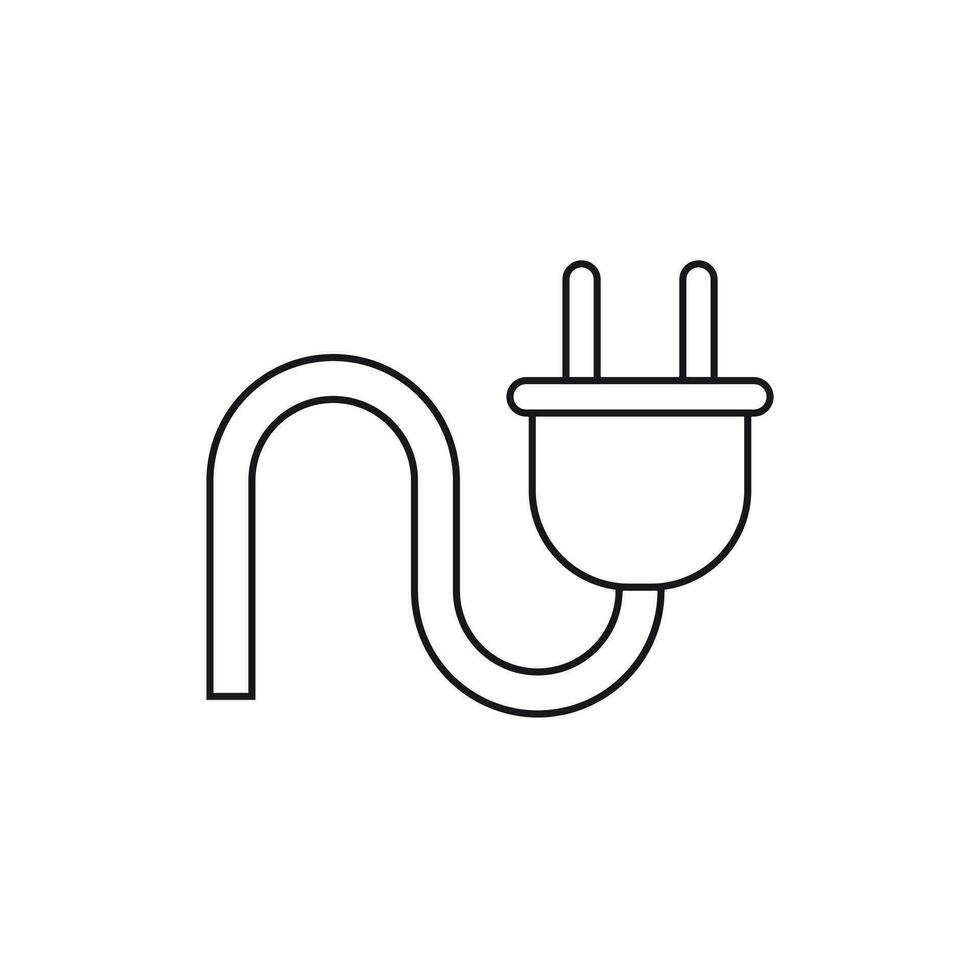 Stecker Vektor Symbol im Linie Stil. Leistung Draht Kabel eben Illustration.