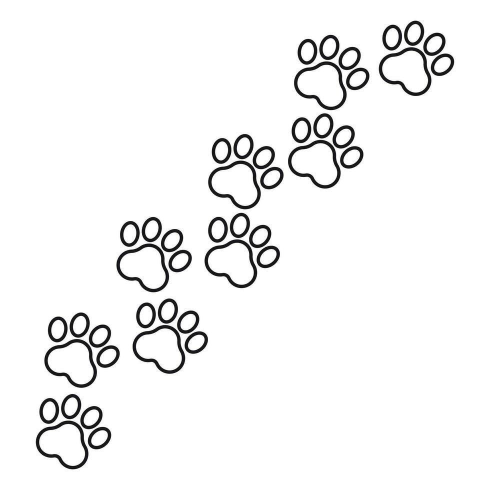 Pfote drucken Vektor Symbol im Linie Stil. Hund oder Katze Pfotenabdruck Illustration. Tier Silhouette.