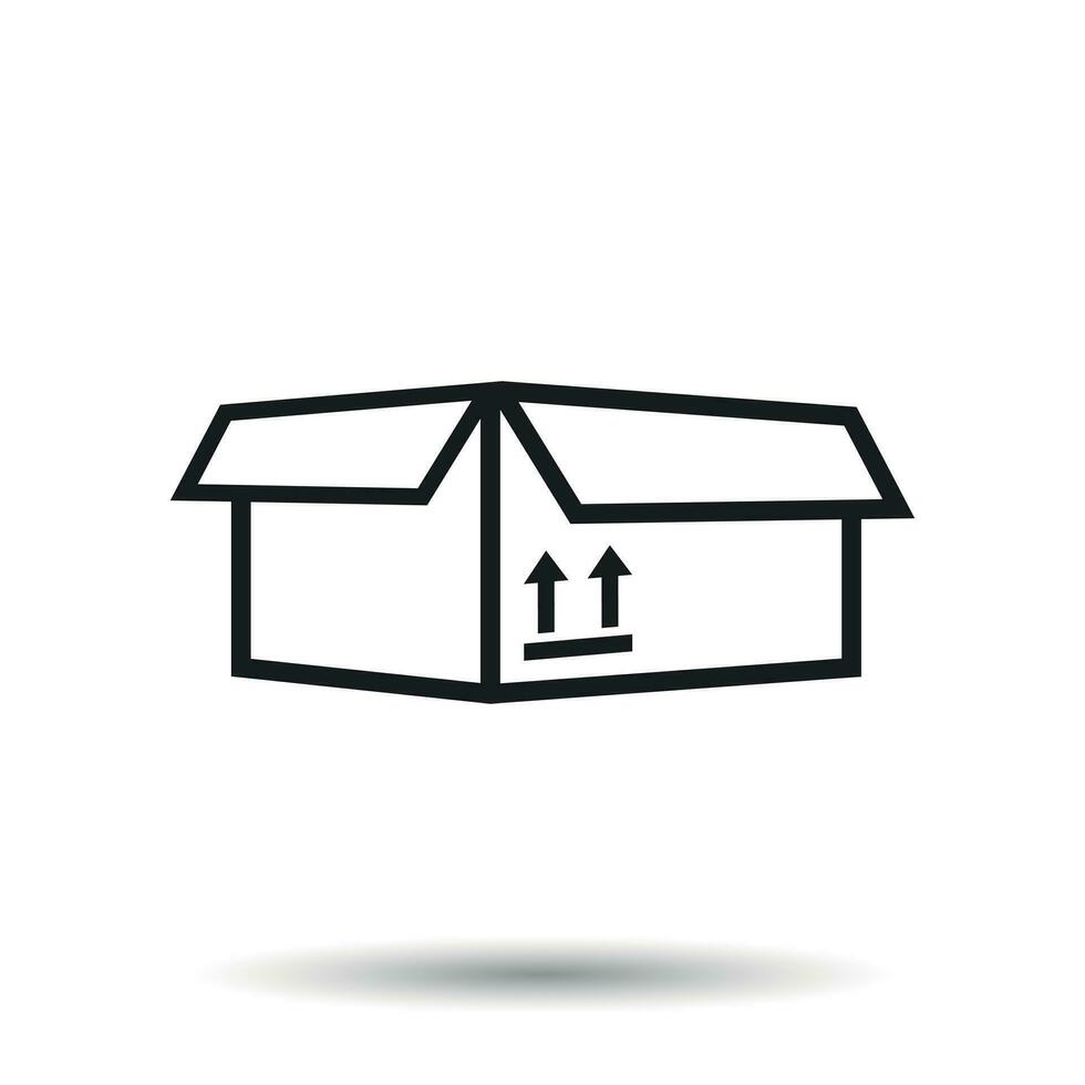 öffnen Box Symbol. Versand Pack eben Vektor Illustration auf Weiß Hintergrund.