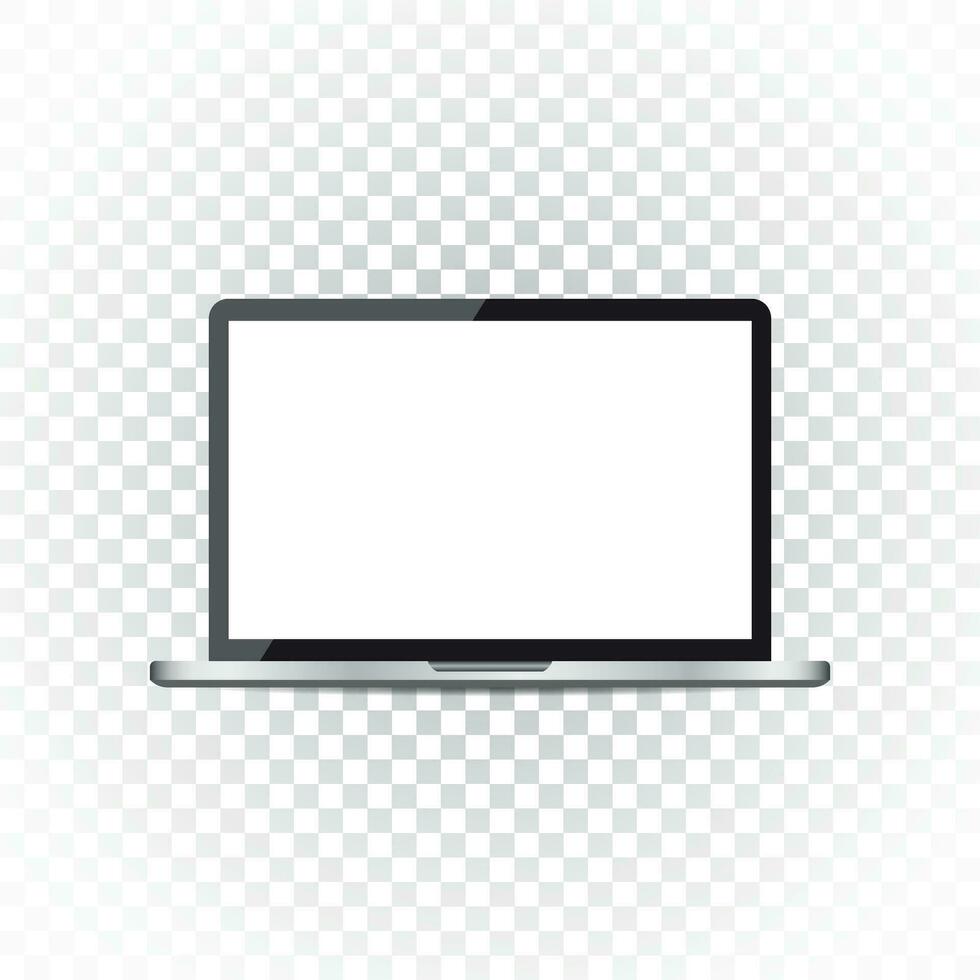 Laptop mit Weiß Bildschirm eben Symbol. Computer Vektor Illustration auf isoliert Hintergrund.