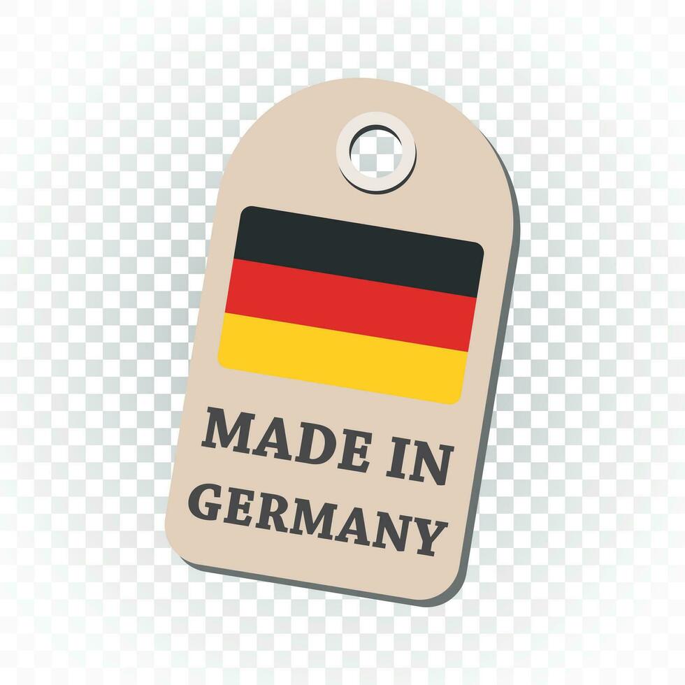 hängen Etikett gemacht im Deutschland mit Flagge. Vektor Illustration auf isoliert Hintergrund.
