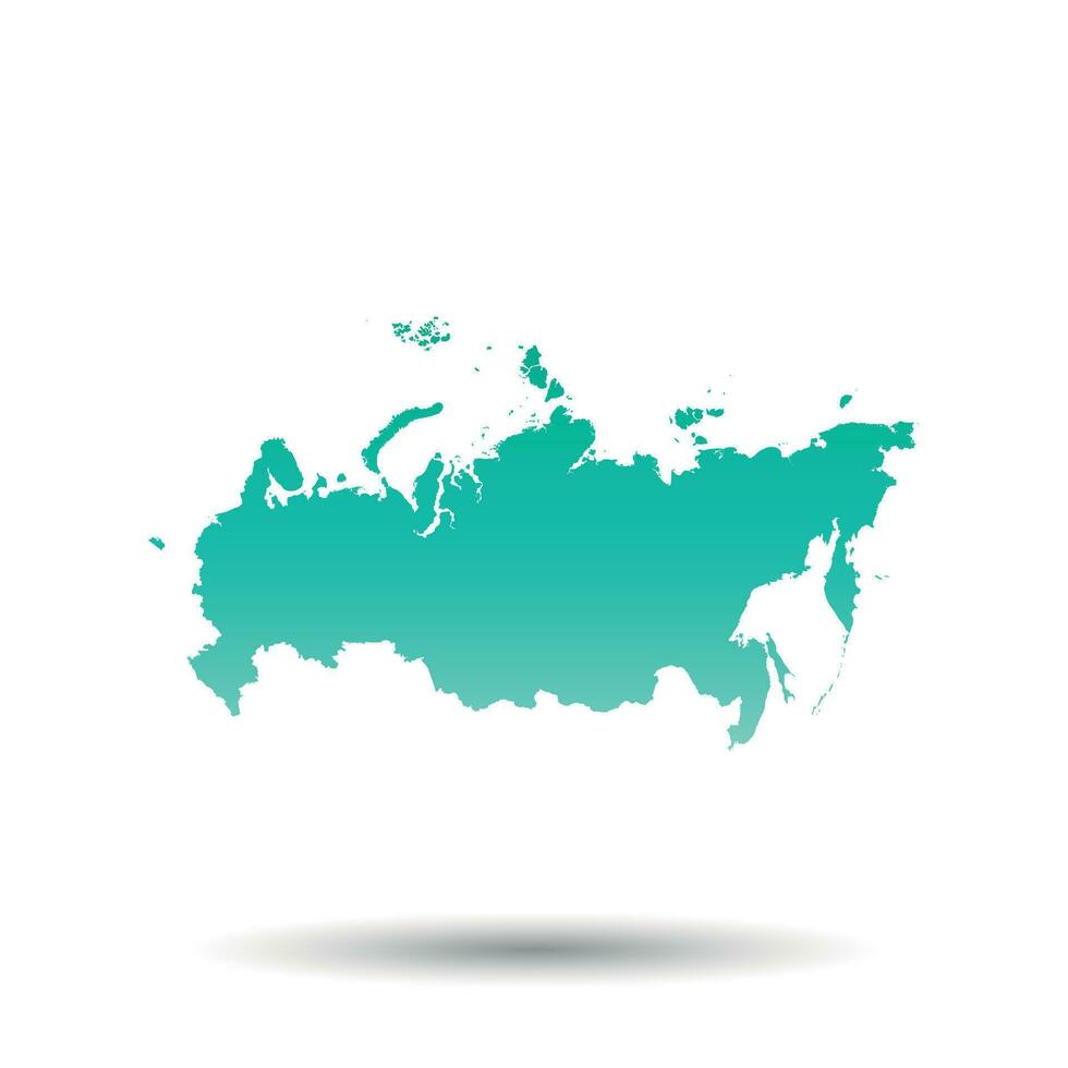 Ryssland, ryska federation Karta. färgrik turkos vektor illustration på vit isolerat bakgrund.