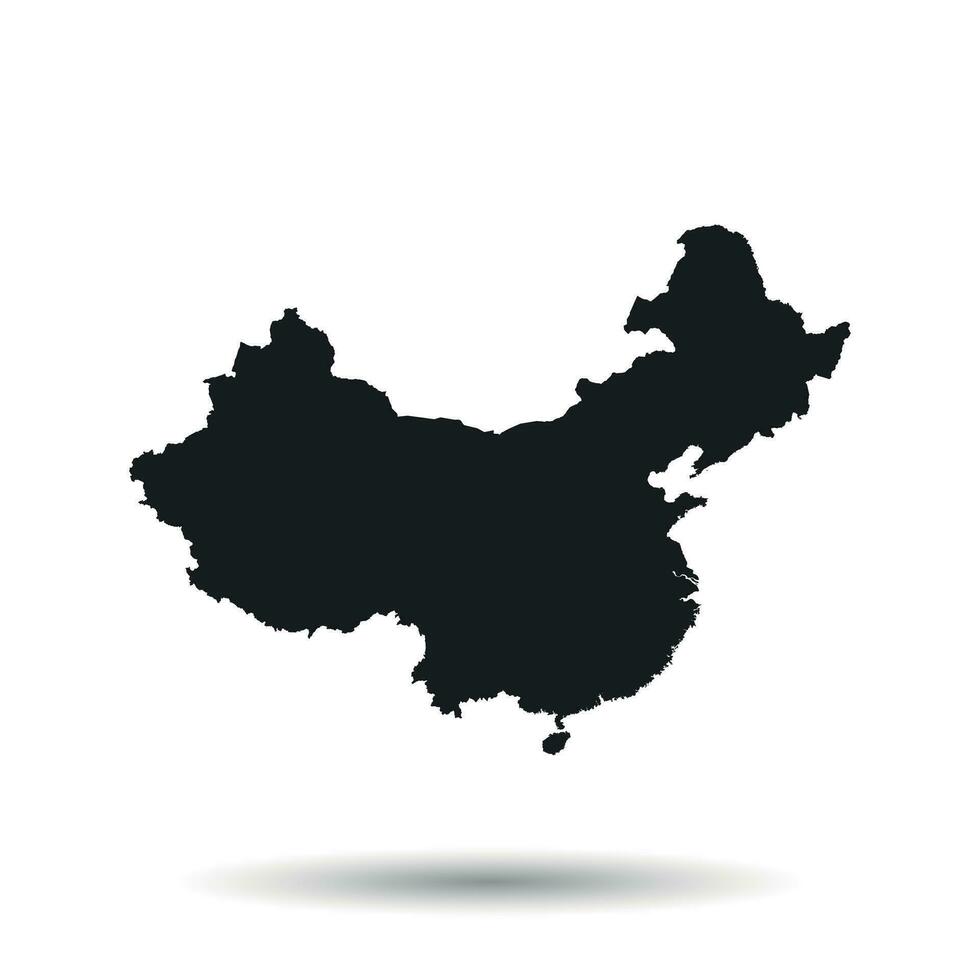Kina Karta. platt vektor illustration på svart bakgrund