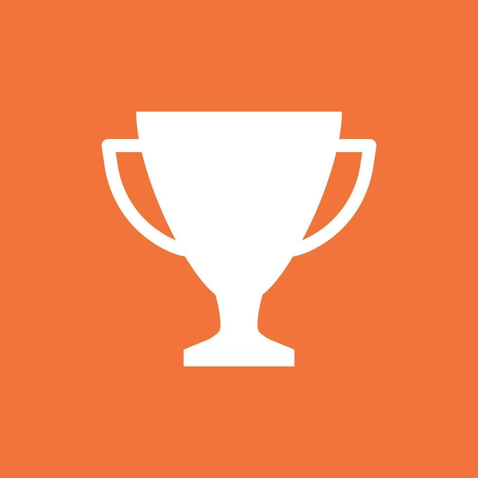 trofén kopp platt vektor ikon. enkel vinnare symbol. vit illustration på orange bakgrund.