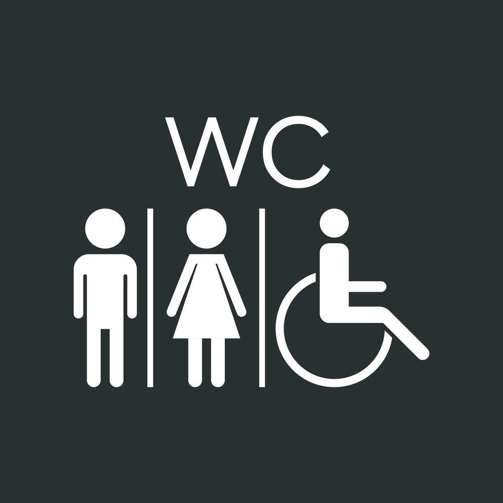 Toilette, Toilette eben Vektor Symbol . Männer und Frauen Zeichen zum Toilette auf schwarz Hintergrund.
