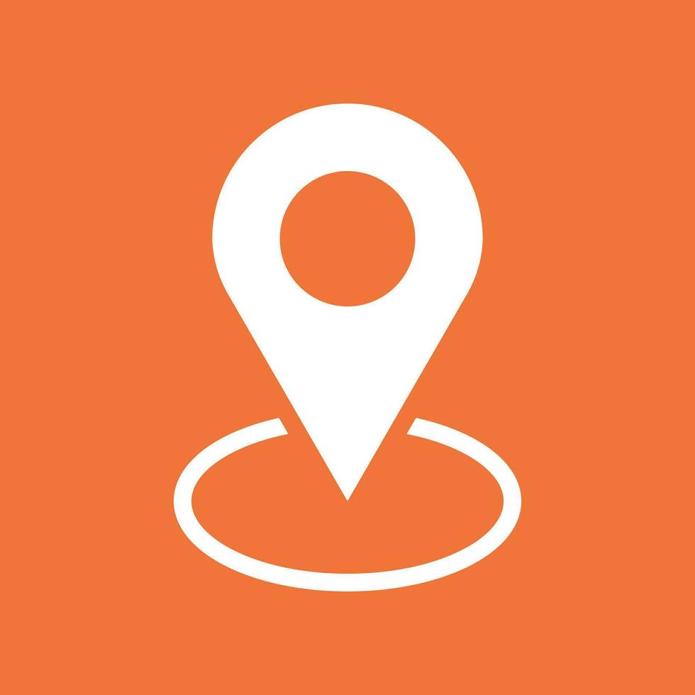 Stift Symbol Vektor. Ort Zeichen im eben Stil isoliert auf Orange Hintergrund. Navigation Karte, Geographisches Positionierungs System Konzept. vektor