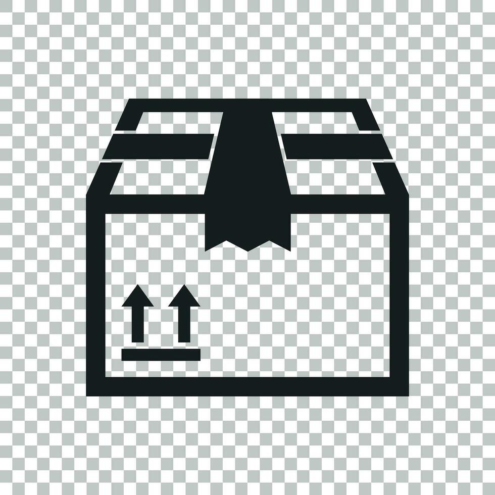 förpackning låda ikon med pil symbol. frakt packa enkel vektor illustration på isolerat bakgrund.
