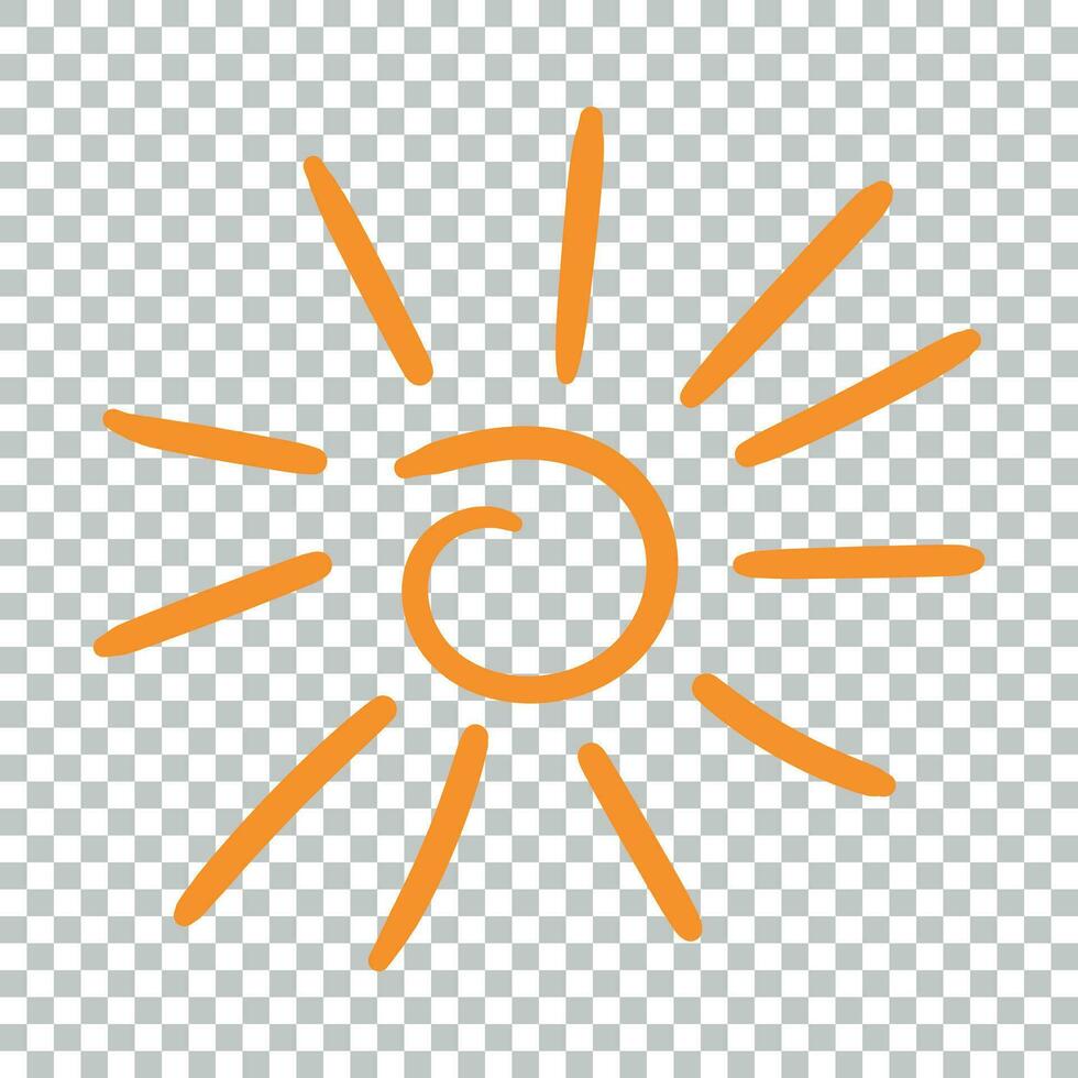 Hand gezeichnet Sonne Symbol. Vektor Illustration auf isoliert Hintergrund.