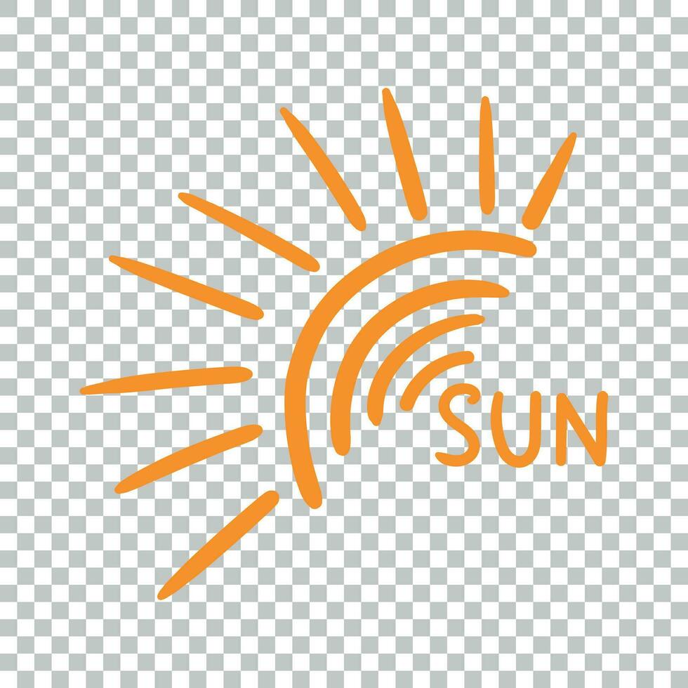 Hand gezeichnet Sonne Symbol. Vektor Illustration auf isoliert Hintergrund.