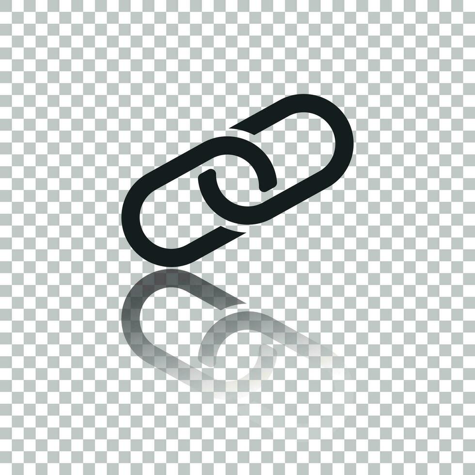 Kette Symbol Vektor Illustration im eben Stil isoliert auf Weiß Hintergrund. Verbindung Symbol mit reflektieren bewirken zum Netz Seite? ˅ Design, Logo, Anwendung, ui.