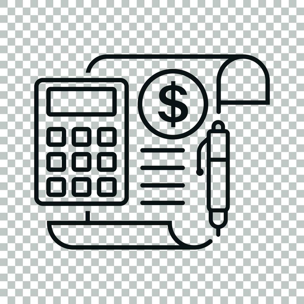 Geld Berechnung Symbol im transparent Stil. Budget Bankwesen Vektor Illustration auf isoliert Hintergrund. finanziell Zahlung Geschäft Konzept.