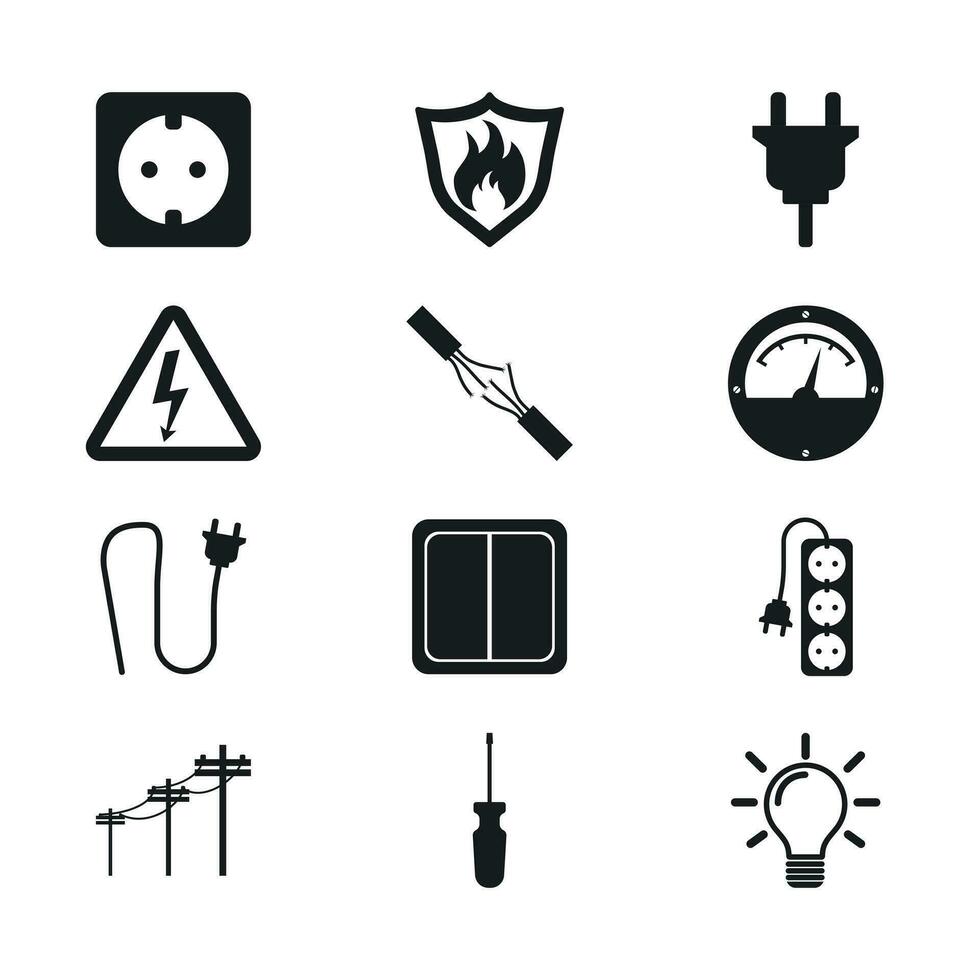 Elektrizität Symbol. Vektor Illustration im eben Stil auf Weiß Hintergrund