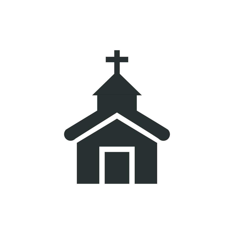 Kirche Symbol im eben Stil. Kapelle Vektor Illustration auf Weiß isoliert Hintergrund. religiös Gebäude Geschäft Konzept.