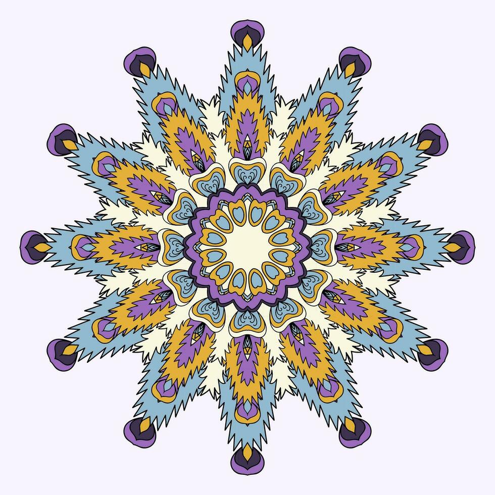 vektor boho färg mandala med blommig mönster eller stencil klotter skisser