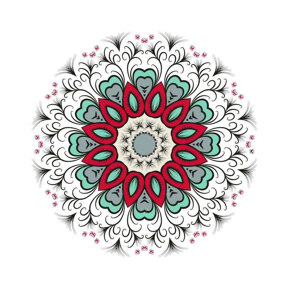 hell Farben Mandala Design oder ethnisch Mandala mit bunt Stammes- Ornament. kreativ Luxus dekorativ Mandala Hintergrund Vorlage vektor