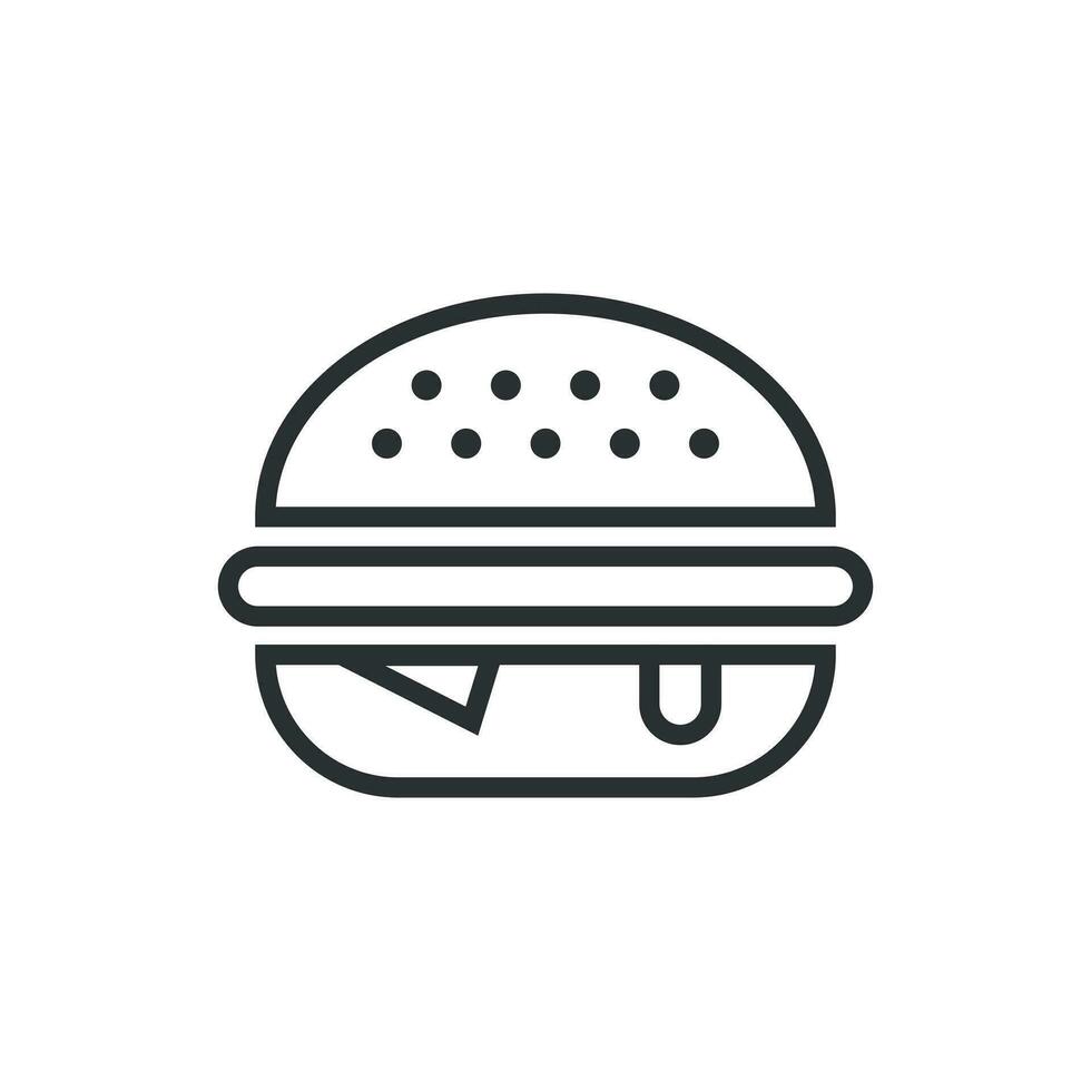 Burger Zeichen Symbol im eben Stil. Hamburger Vektor Illustration auf Weiß isoliert Hintergrund. Cheeseburger Geschäft Konzept.