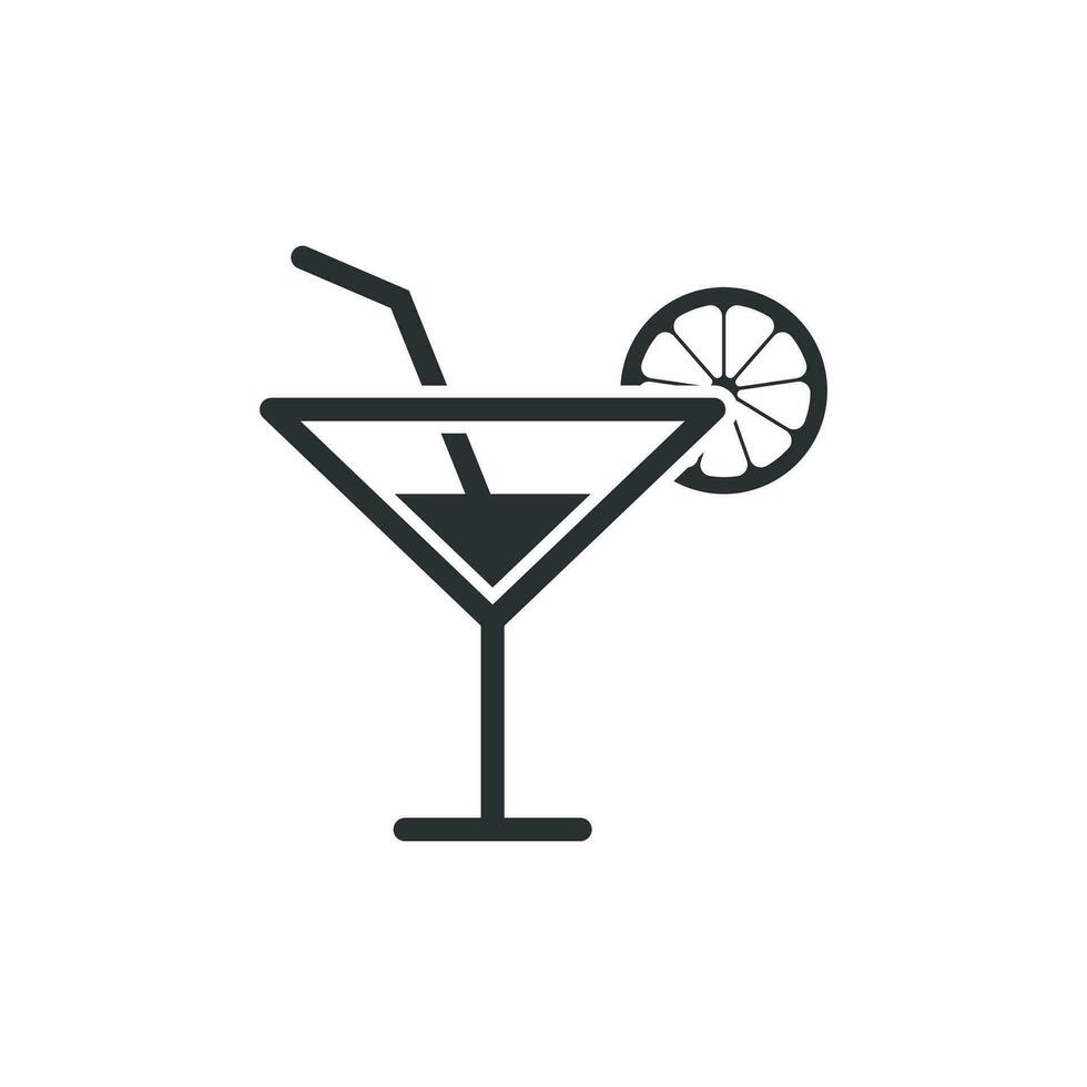 alkohol cocktail ikon i platt stil. dryck glas vektor illustration på vit isolerat bakgrund. Martini flytande företag begrepp.