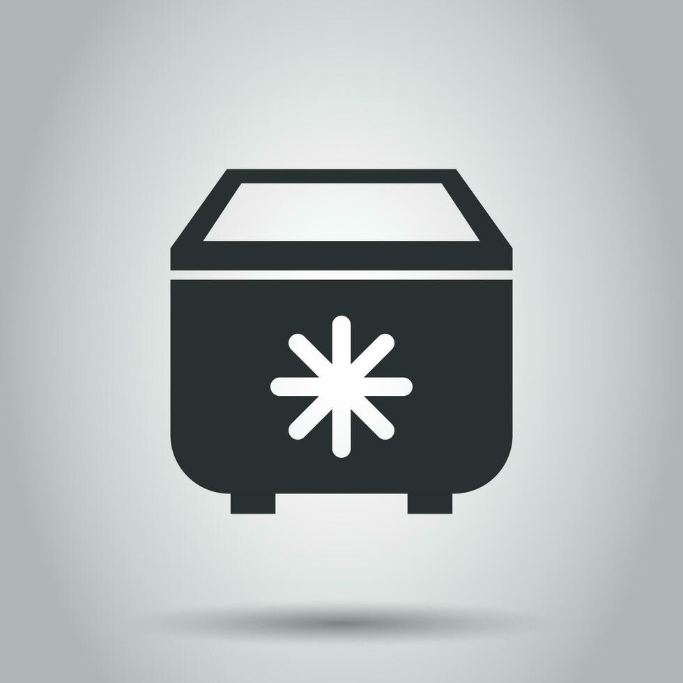 bärbar kylskåp kylskåp ikon i platt stil. frys väska behållare vektor illustration på vit bakgrund. kylskåp företag begrepp.