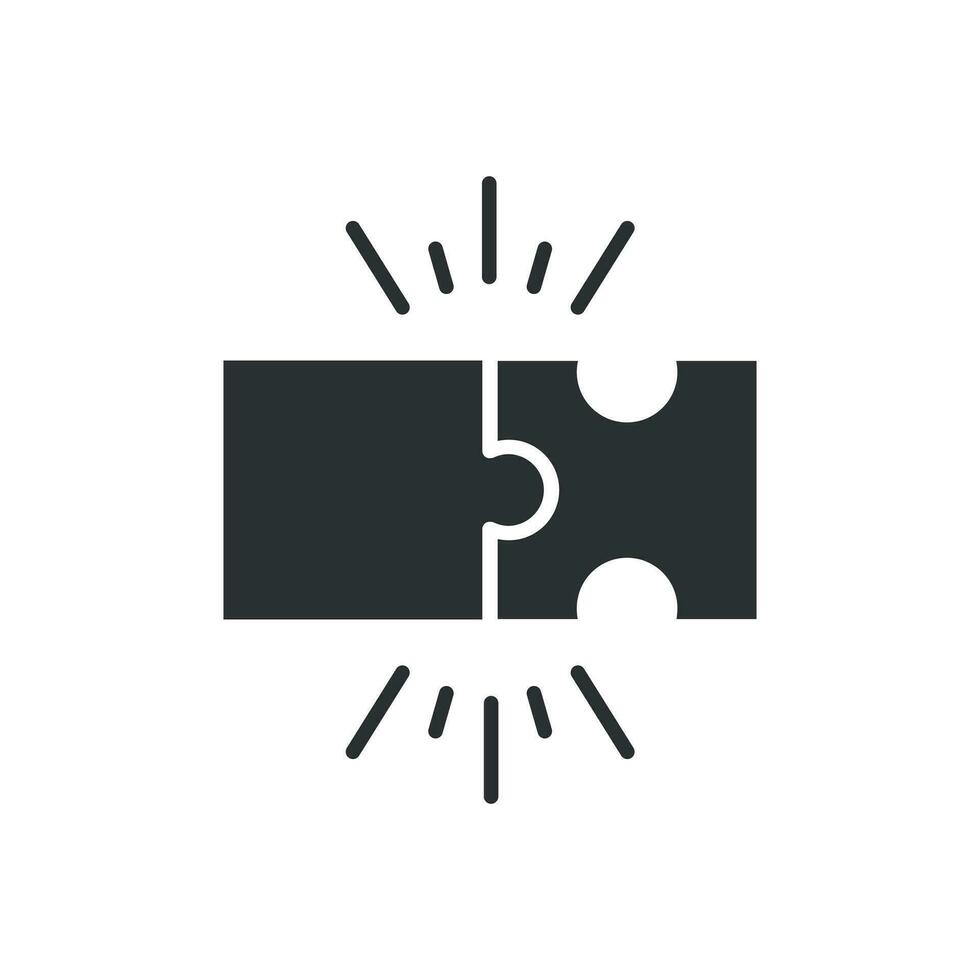 Puzzle kompatibel Symbol im eben Stil. Puzzle Zustimmung Vektor Illustration auf Weiß isoliert Hintergrund. Zusammenarbeit Lösung Geschäft Konzept.