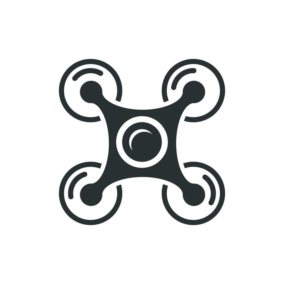 Drohne Quadrocopter Symbol im eben Stil. Quadcopter Kamera Vektor Illustration auf Weiß isoliert Hintergrund. Hubschrauber Flug Geschäft Konzept.