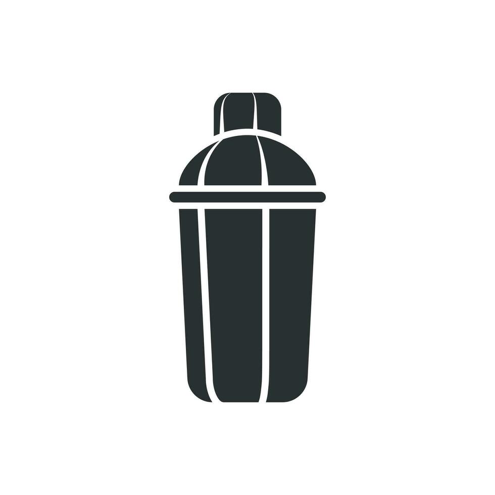 Shaker Symbol im eben Stil. Sport Flasche Vektor Illustration auf Weiß isoliert Hintergrund. Fitness Container Geschäft Konzept.