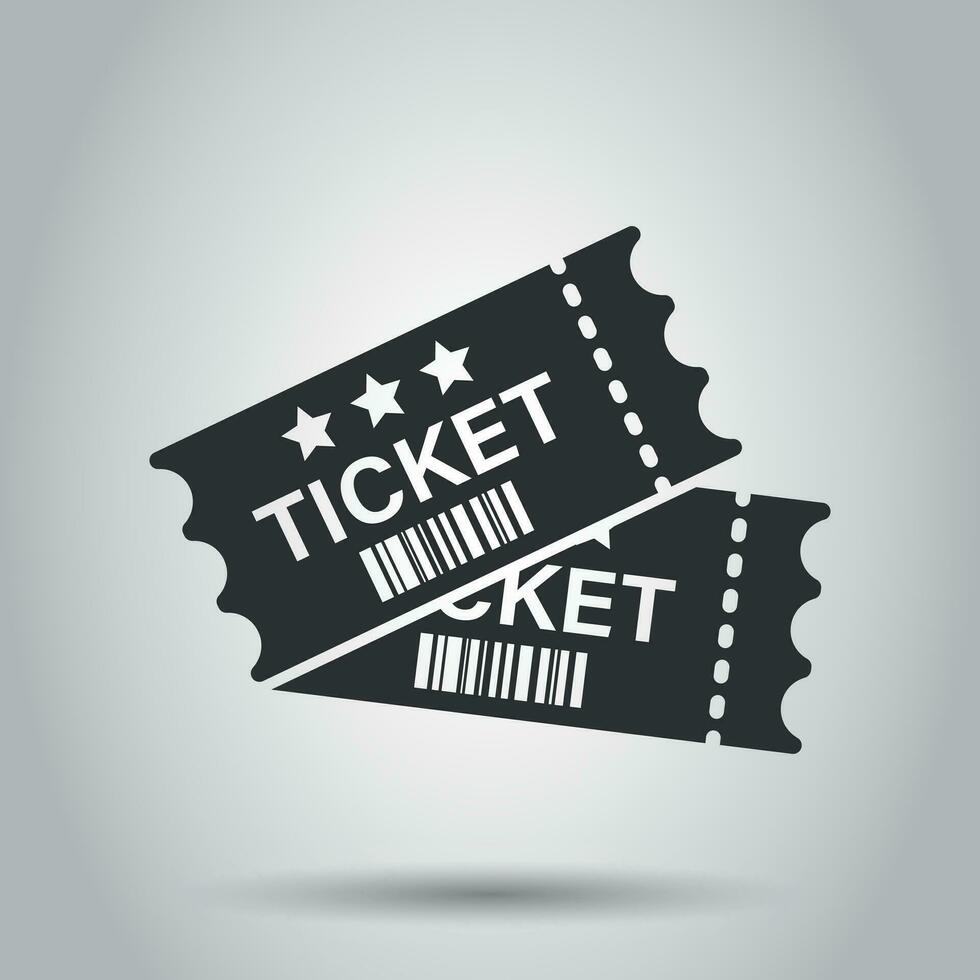 Kino Fahrkarte Symbol im eben Stil. eingestehen einer Coupon Eingang Vektor Illustration auf Weiß Hintergrund. Fahrkarte Geschäft Konzept.
