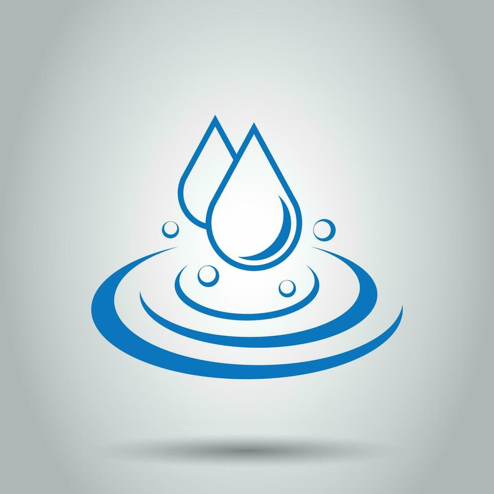 Wasser fallen Symbol im eben Stil. Regentropfen Vektor Illustration auf Weiß Hintergrund. Tröpfchen Wasser Klecks Geschäft Konzept.