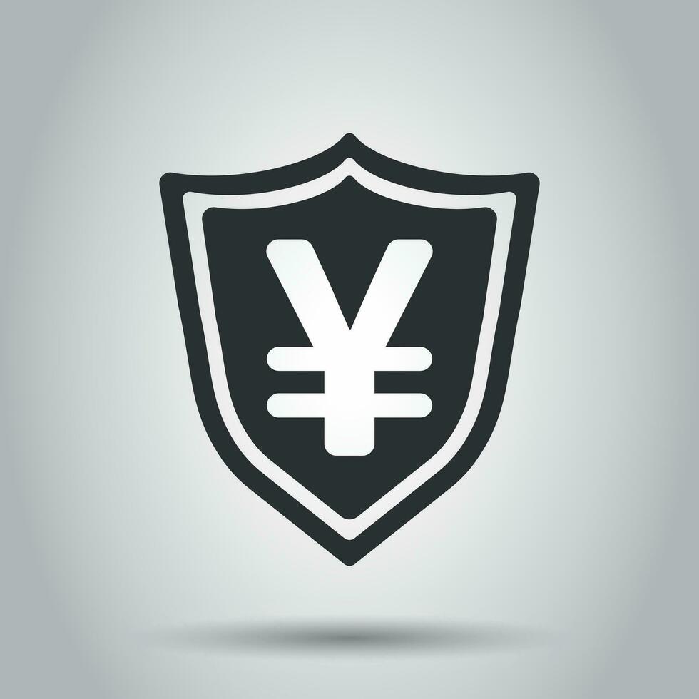 yen, yuan skydda pengar valuta vektor ikon i platt stil. yen mynt skydd symbol illustration på vit bakgrund. Asien pengar företag begrepp.