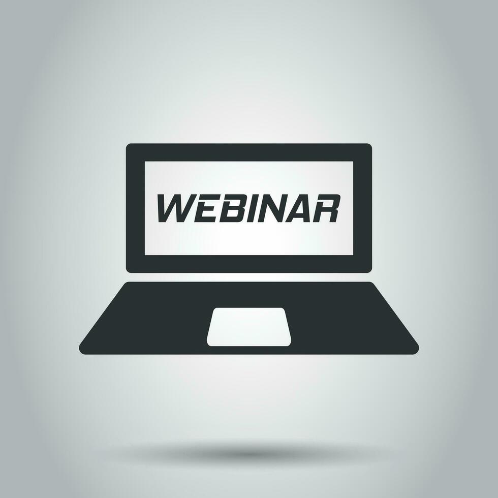 online Ausbildung Prozess Symbol im eben Stil. Webinar Seminar Vektor Illustration auf Weiß Hintergrund. E-Learning Geschäft Konzept.