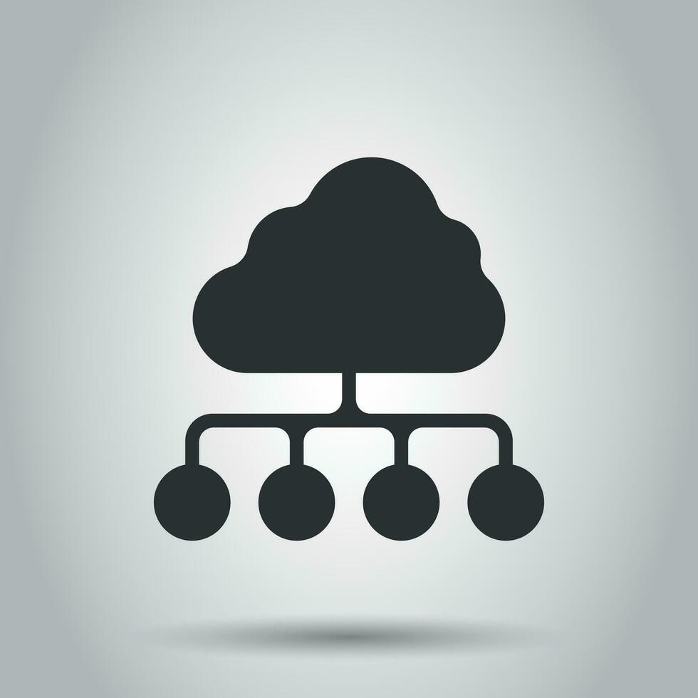 Wolke Computing Technologie Vektor Symbol im eben Stil. Laptop Bildschirm auf Weiß Hintergrund. Infografik Analytik Netzwerk Geschäft Konzept.