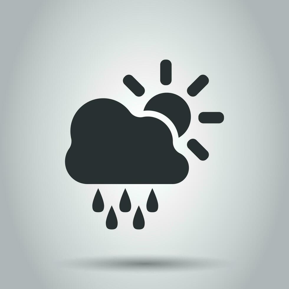 Wetter Prognose Symbol im eben Stil. Sonne mit Wolken Illustration auf Weiß Hintergrund. Prognose Zeichen Konzept. vektor