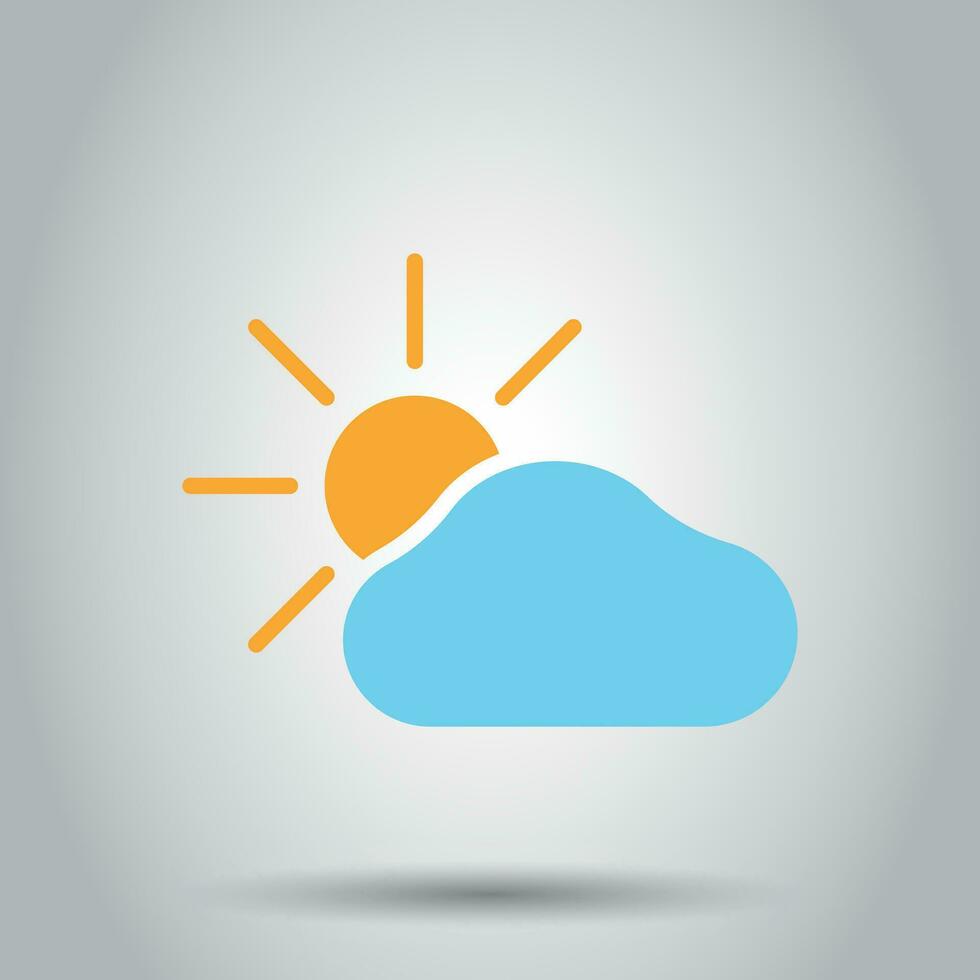 väder prognos ikon i platt stil. Sol med moln illustration på vit bakgrund. prognos tecken begrepp. vektor