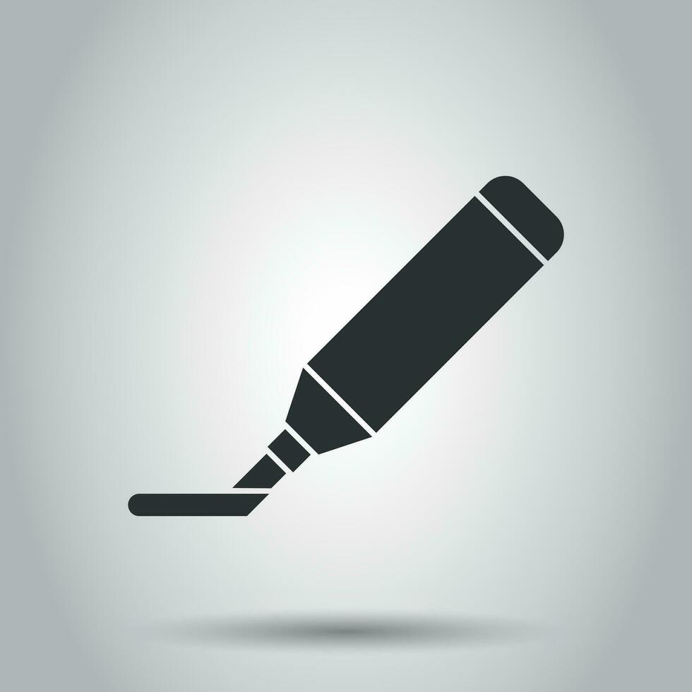 Textmarker Marker Stift Symbol im eben Stil. Markieren Illustration auf Weiß Hintergrund. Büro Schreibwaren Konzept. vektor