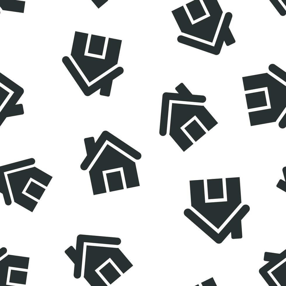 hus byggnad ikon sömlös mönster bakgrund. Hem lägenhet vektor illustration. hus bostad symbol mönster.