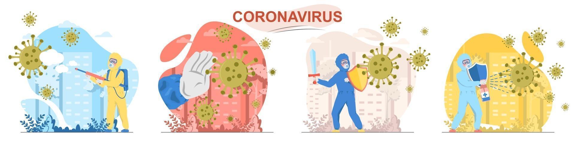 Coronavirus flaches Designkonzept-Szenen eingestellt vektor