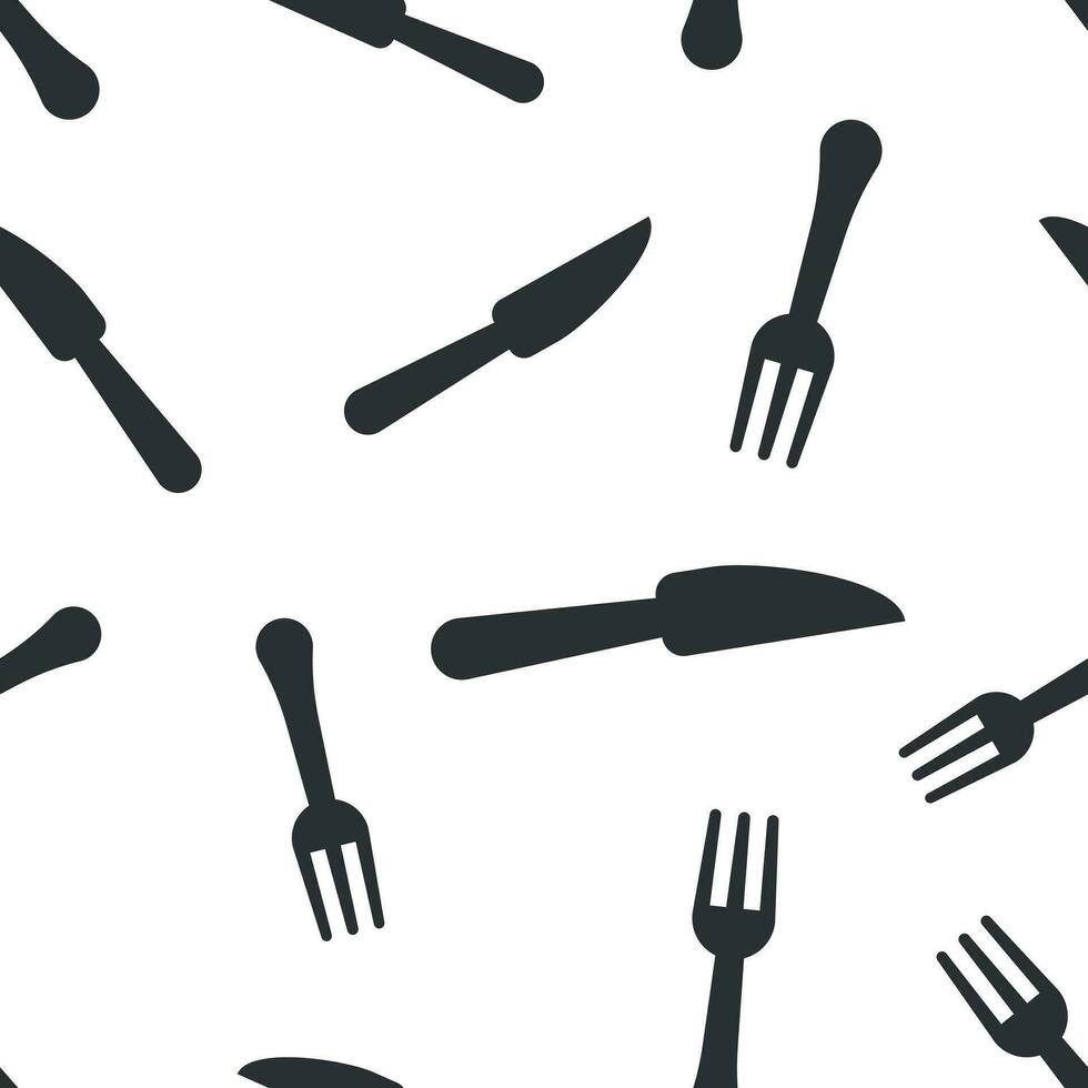 gaffel och kniv restaurang ikon sömlös mönster bakgrund. middag Utrustning vektor illustration. restaurang symbol mönster.