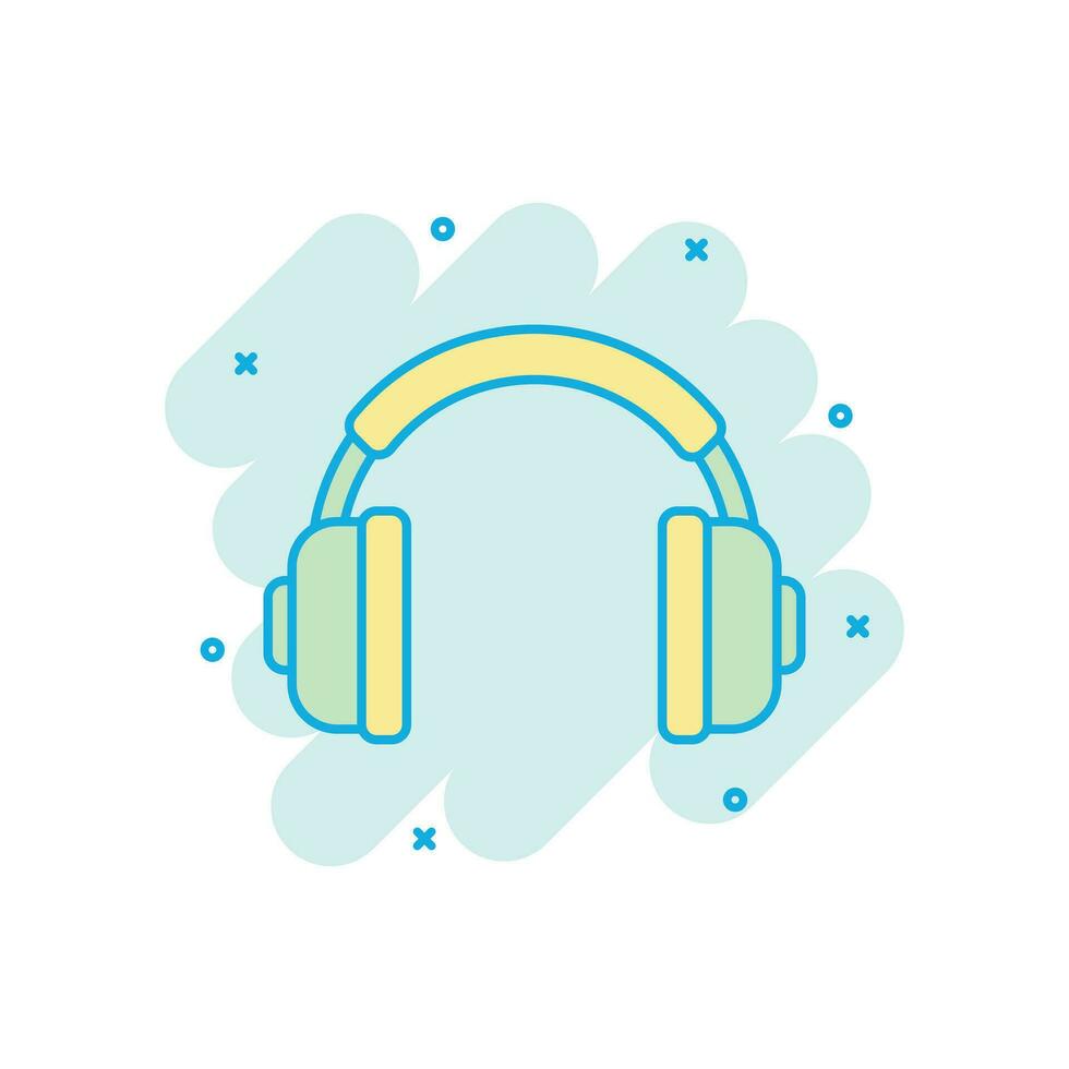 hörlurar headsetet ikon i komisk stil. hörlurar vektor tecknad serie illustration piktogram. audio grej företag begrepp stänk effekt.
