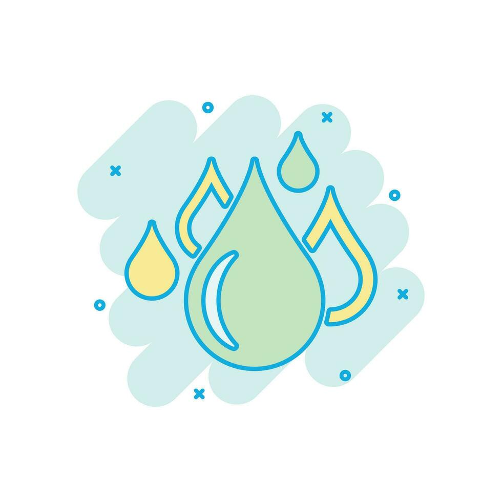 Wassertropfen-Symbol im Comic-Stil. Regentropfen Vektor Cartoon Illustration Piktogramm. Tröpfchen Wasser Blob Geschäftskonzept Splash-Effekt.