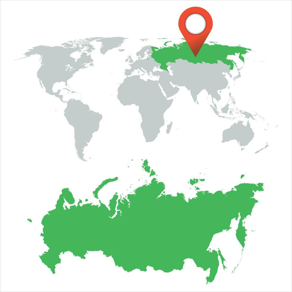detailliert Karte von Russland und Welt Karte Navigation Satz. eben Vektor Illustration.