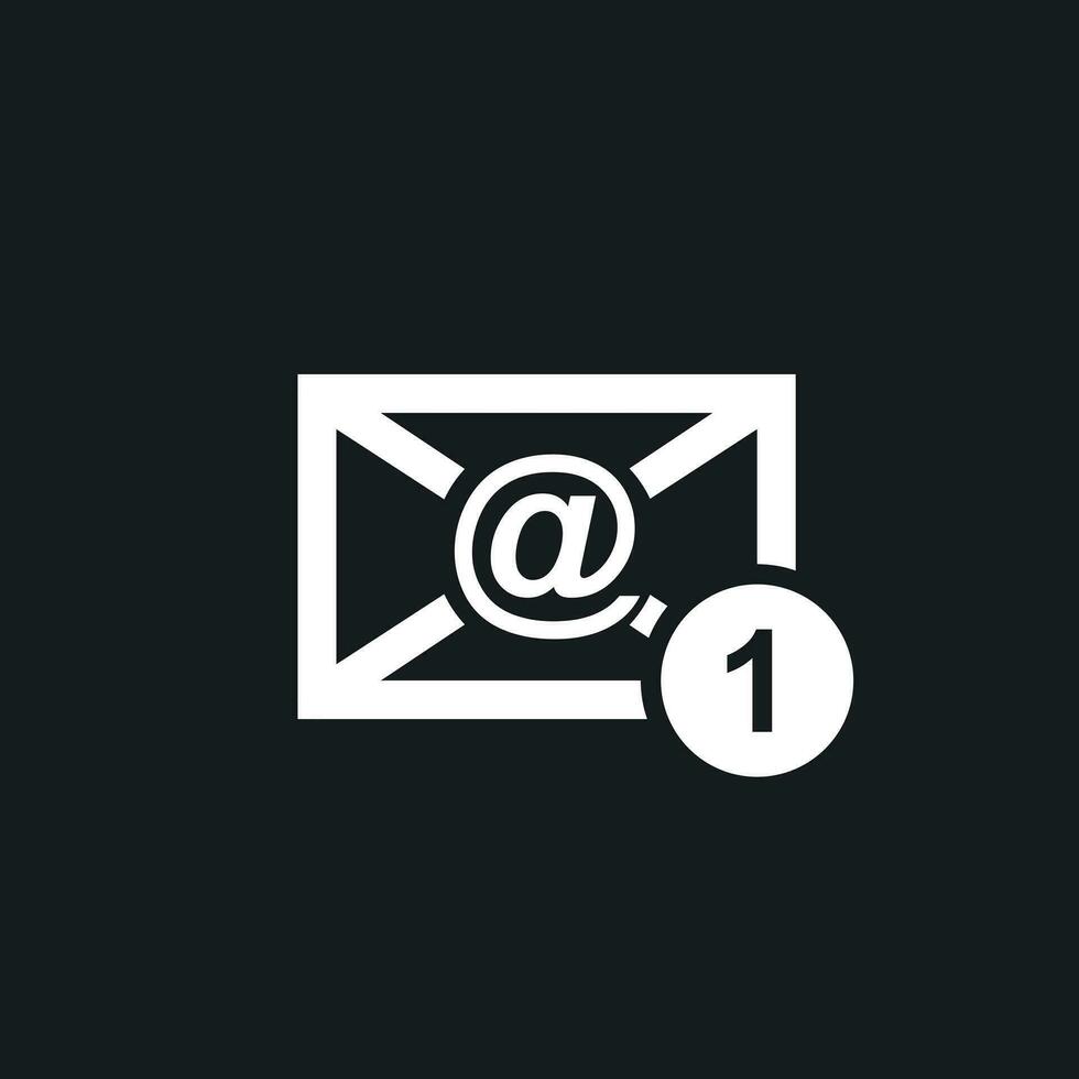 e-post kuvert meddelande. vektor illustration i platt stil på svart bakgrund.