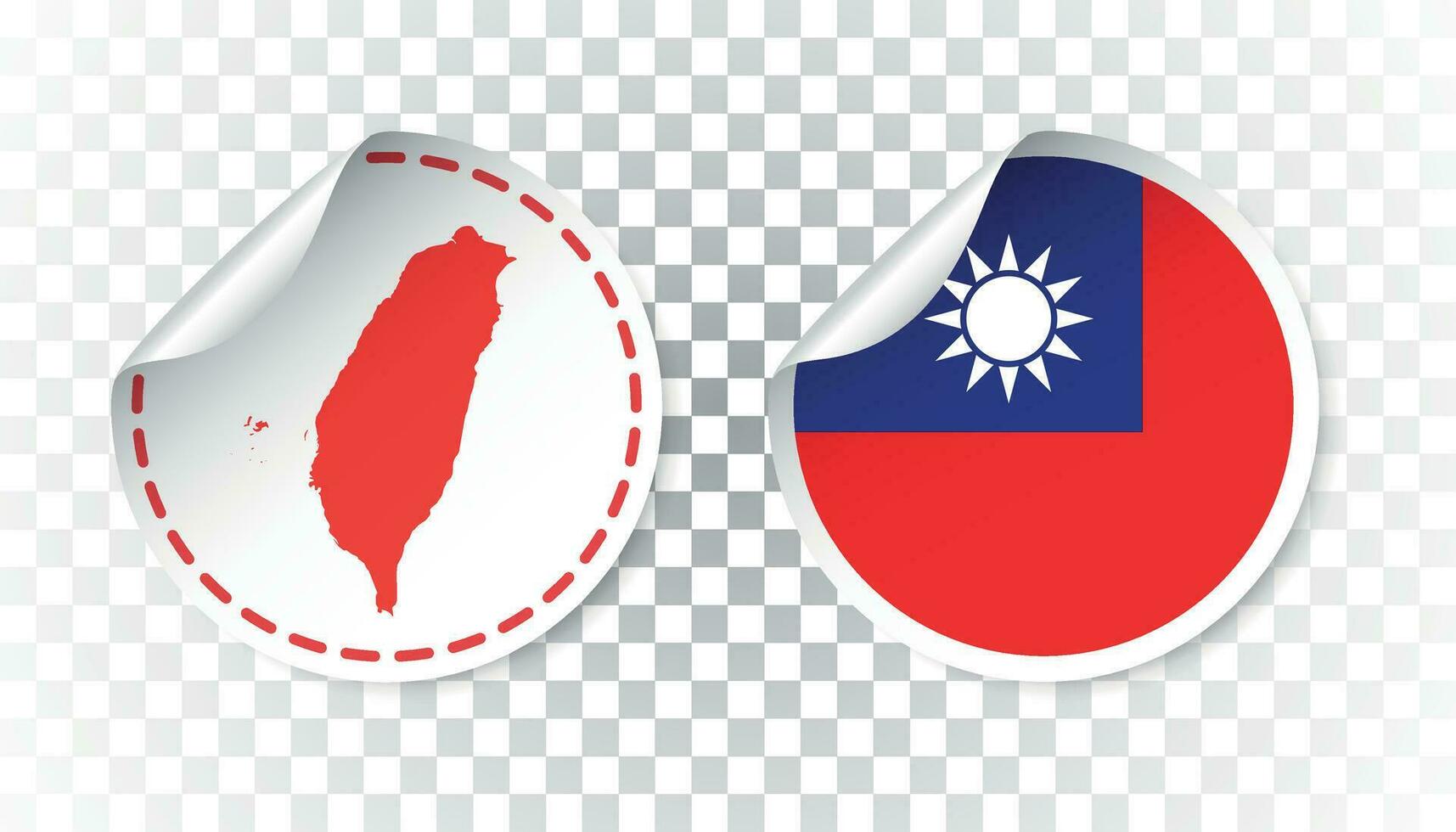 Taiwan Aufkleber mit Flagge und Karte. Etikett, runden Etikett mit Land. Vektor Illustration auf isoliert Hintergrund.