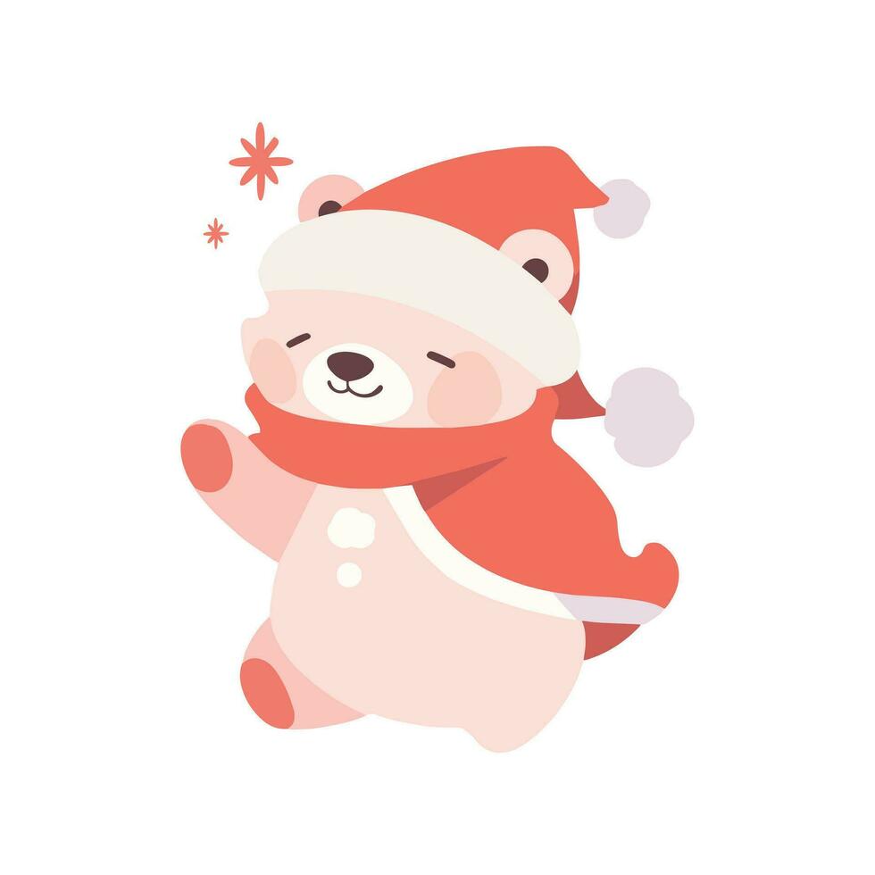 süß Weihnachten Bär im eben Stil isoliert auf Hintergrund vektor