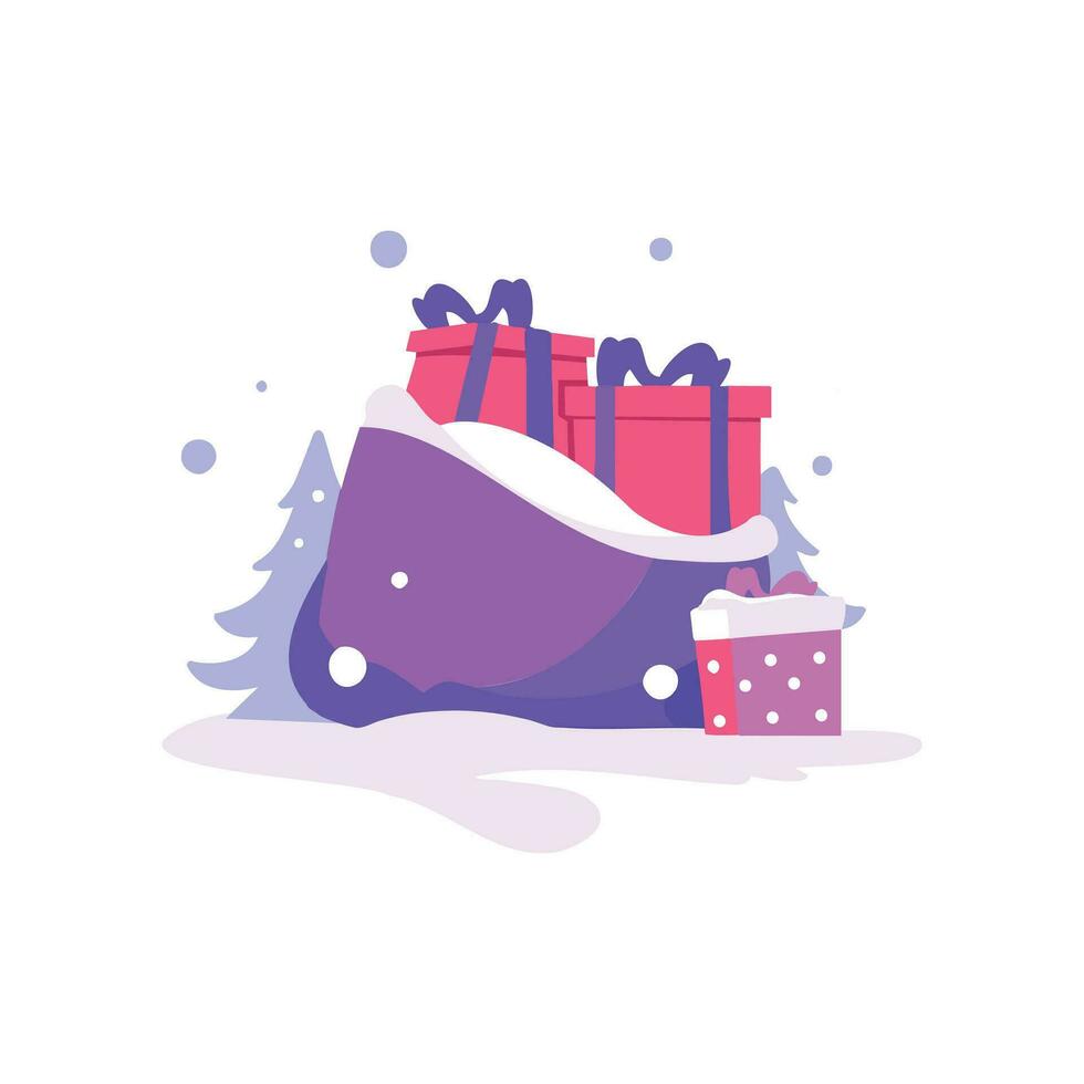 Weihnachten Geschenk Taschen im eben Stil isoliert auf Hintergrund vektor