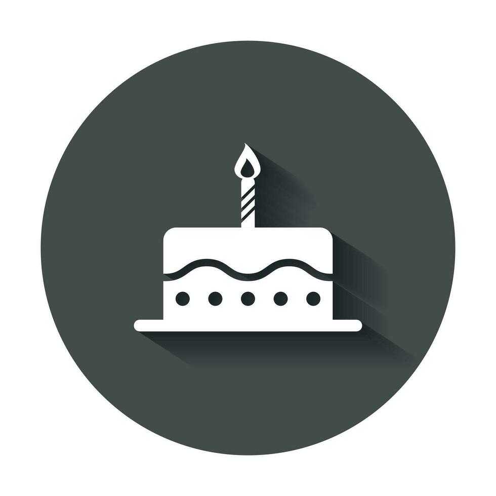 födelsedag kaka platt ikon. färsk paj muffin vektor illustration i platt stil med lång skugga.