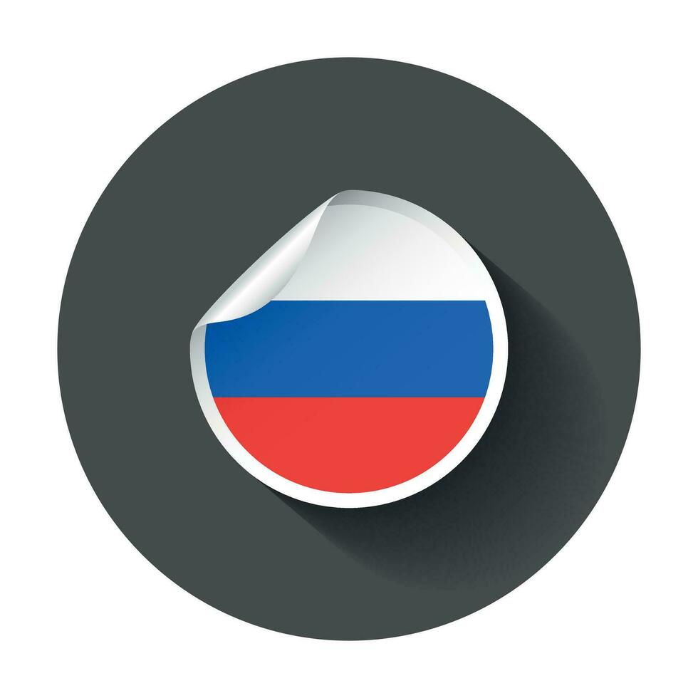 Russland Aufkleber mit Flagge. Vektor Illustration mit lange Schatten.