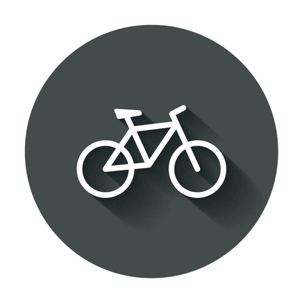 Fahrrad Silhouette Symbol. Fahrrad Vektor Illustration im eben Stil. Symbole zum Design, Webseite mit lange Schatten.