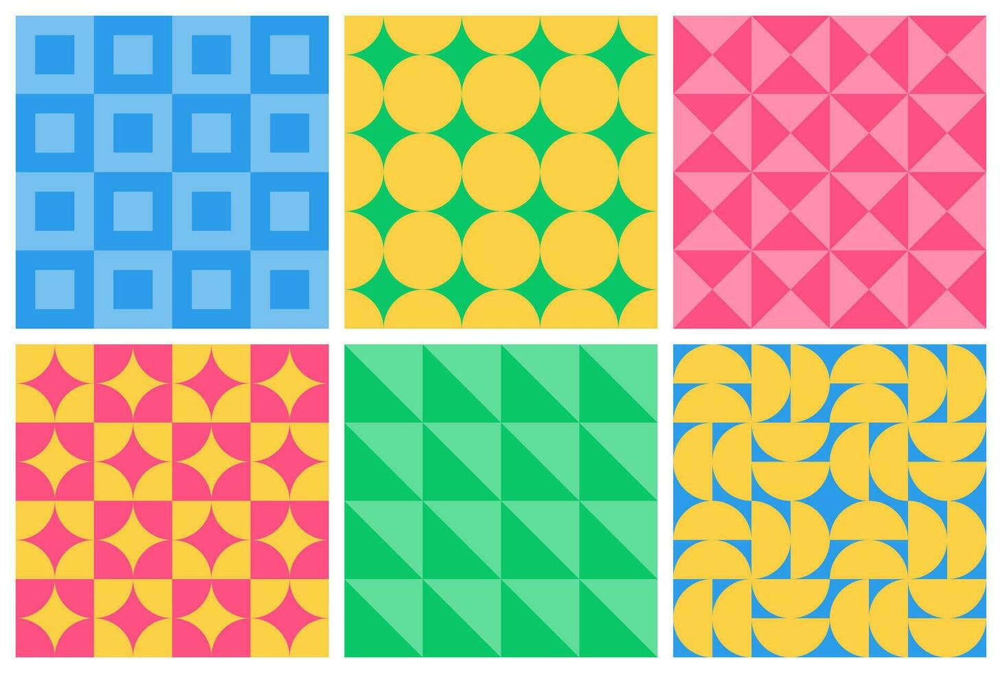 uppsättning av sömlös mönster med enkel geometrisk former. abstrakt bakgrund för baner, affisch, omslag, kort. vektor