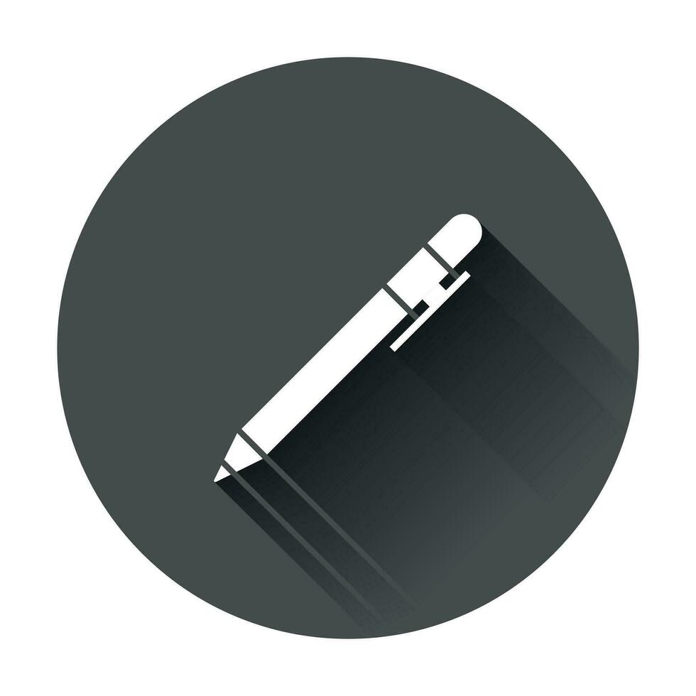penna ikon i platt stil. stryknings vektor illustration med lång skugga. penna företag begrepp.