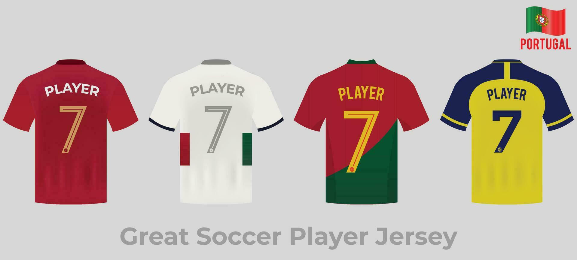 portugal känd fotboll spelarens jersey tillbaka se vektor