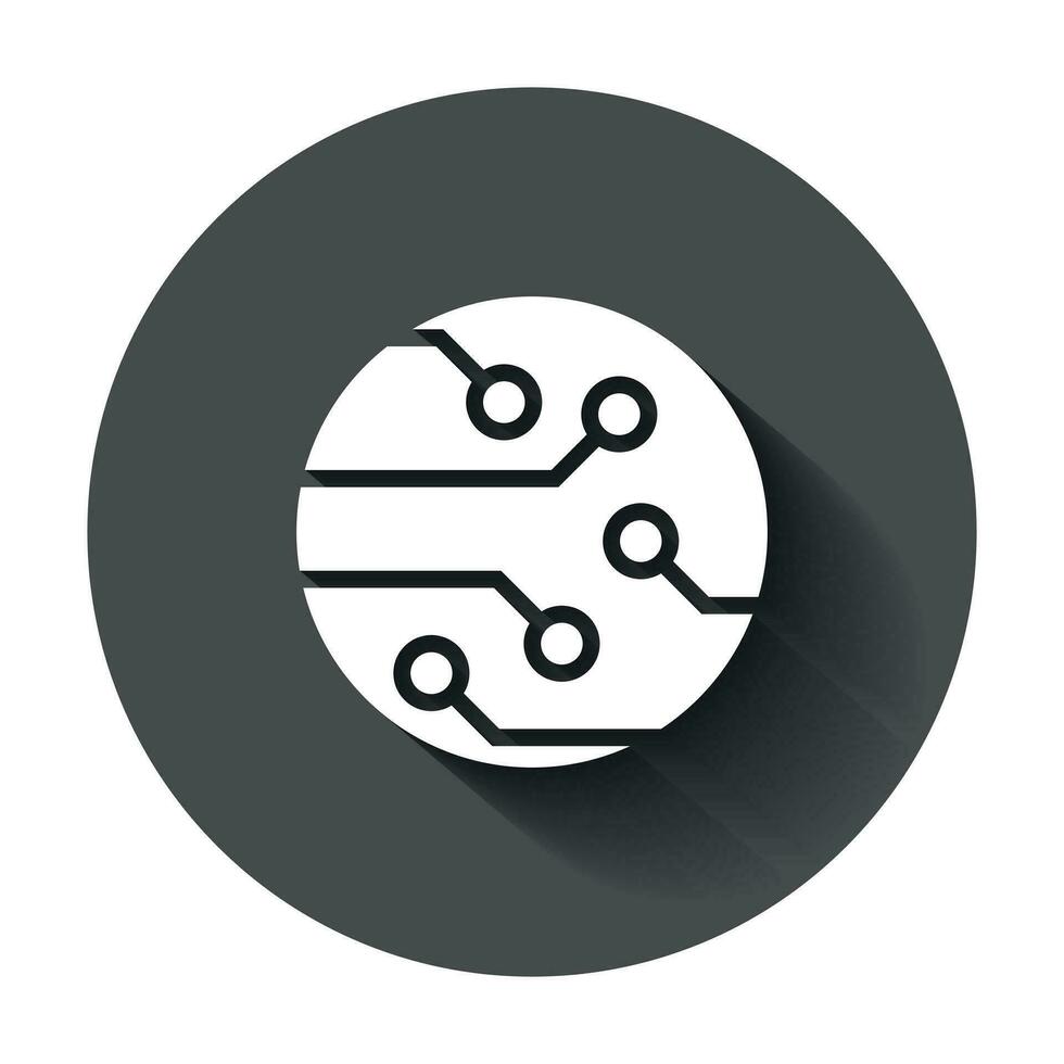 Schaltkreis Tafel Symbol im eben Stil. Technologie Mikrochip Vektor Illustration mit lange Schatten. Prozessor Hauptplatine Geschäft Konzept.